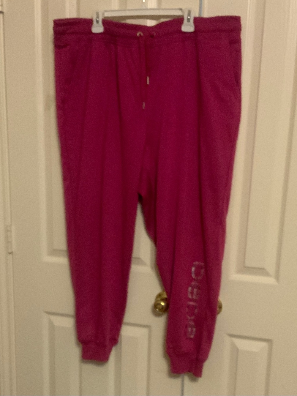BEBE Magenta Women’s Jogger Sweatpants with Side Jewel Logo - 3X